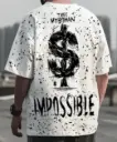 Oversized Loose Fit Double Side Graphic Printed Round Neck T-Shirt 