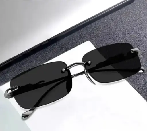 [552174726] Black Rectangular Sunglasses For Men & Women