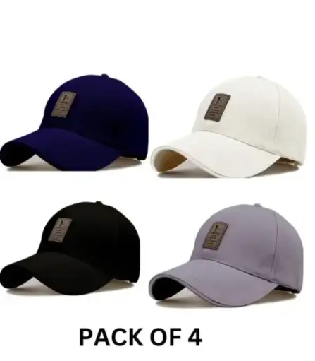 [329137148] Solid Men's Cap Pack of 4